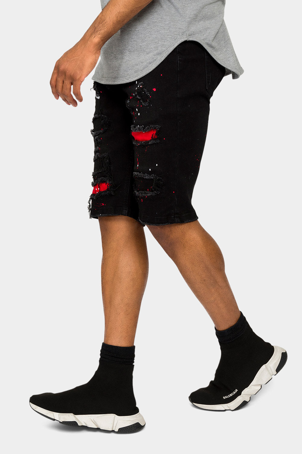 Neon Paint Splatter Denim Shorts