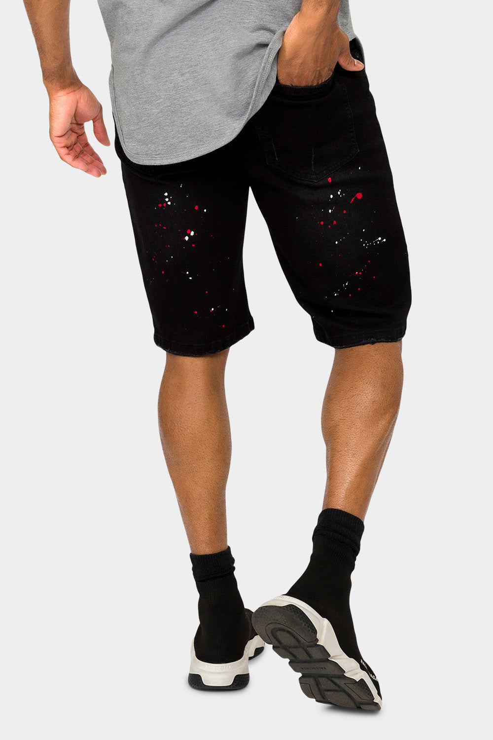 Neon Paint Splatter Denim Shorts