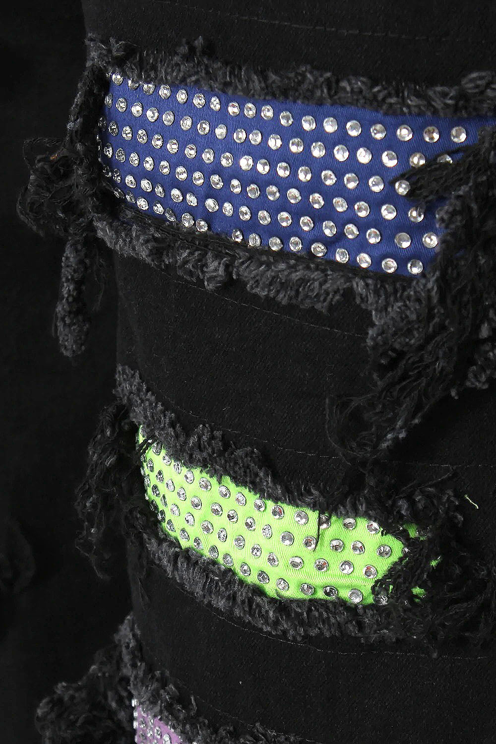 Multi Color Crystal Embellished Denim Shorts