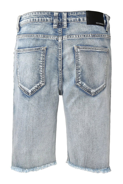 Multi Color Crystal Embellished Denim Shorts