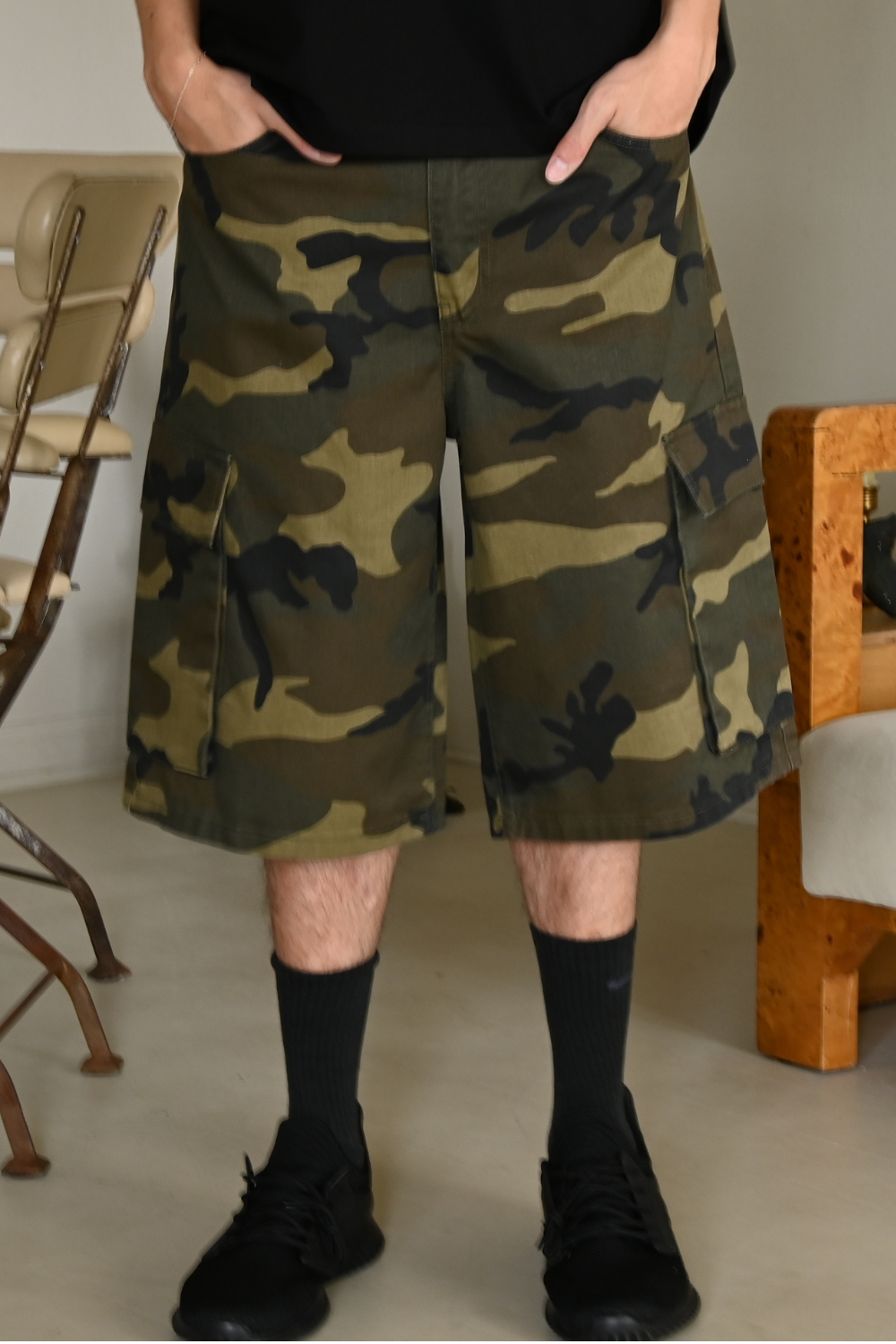 Baggy Fit Cargo Camo Shorts