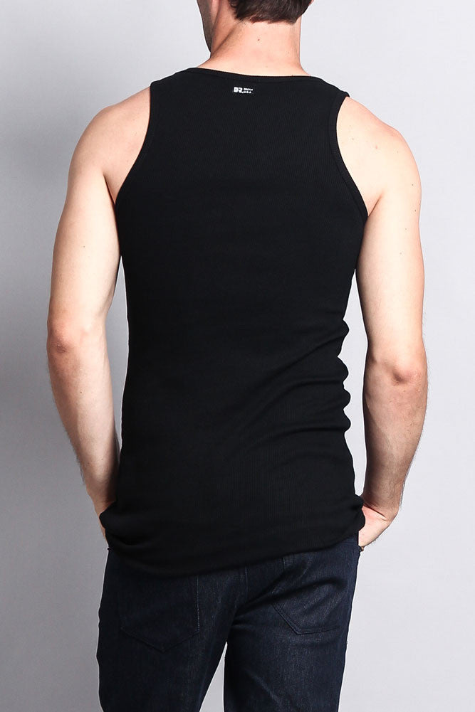Men's Basic Solid Ribbed Tank Top (2-Pack)