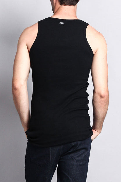 Men's Basic Solid Ribbed Tank Top (2-Pack)
