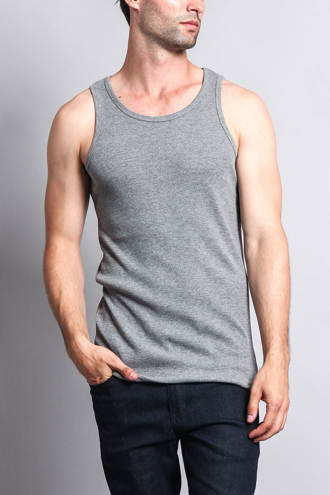Men's Basic Solid Ribbed Tank Top (2-Pack)
