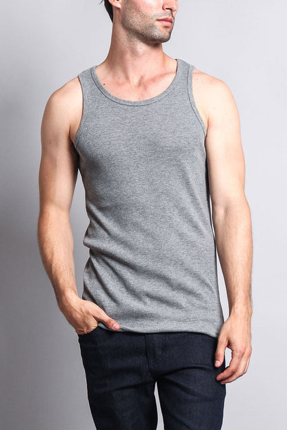 Men's Basic Solid Ribbed Tank Top (2-Pack)