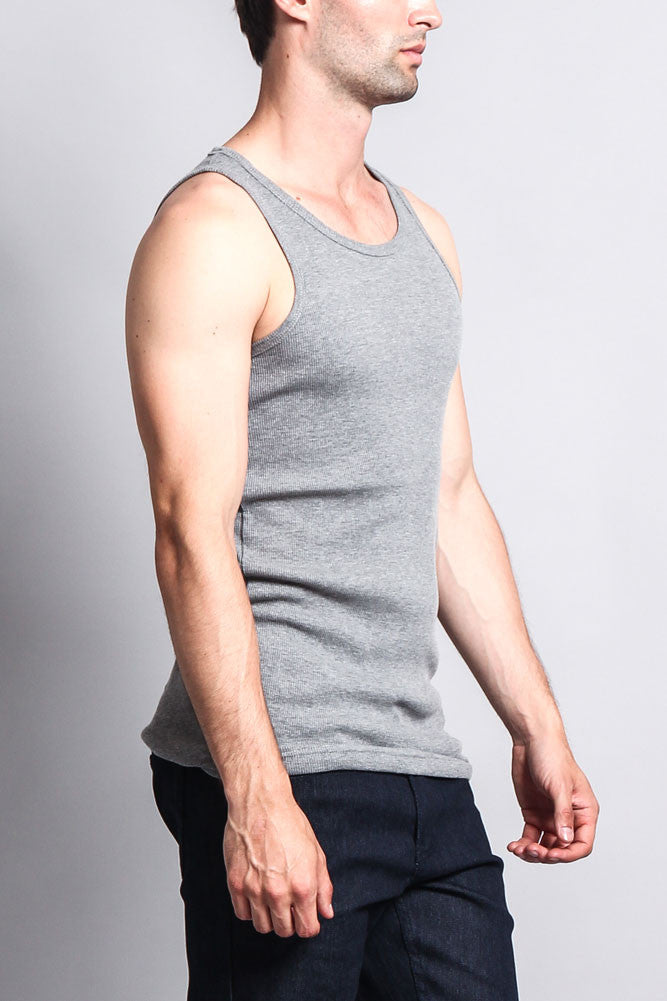 Men's Basic Solid Ribbed Tank Top (2-Pack)