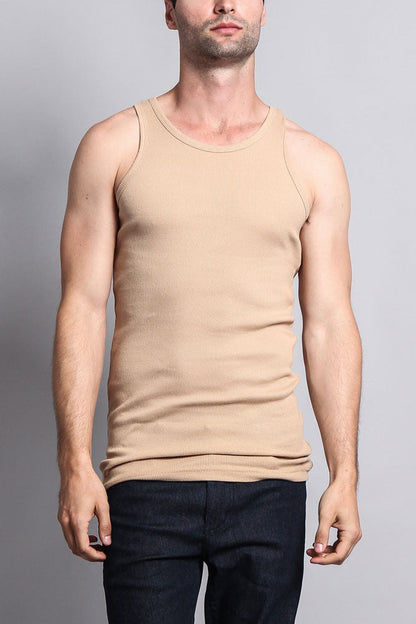 Men's Basic Solid Ribbed Tank Top (2-Pack)