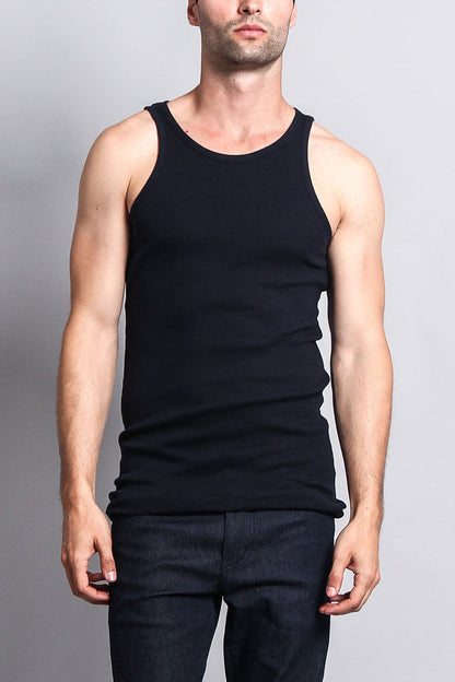 Men's Basic Solid Ribbed Tank Top (2-Pack)