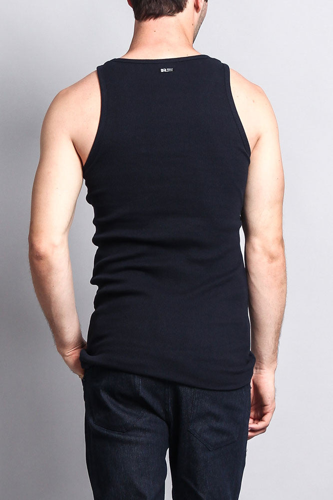 Men's Basic Solid Ribbed Tank Top (2-Pack)
