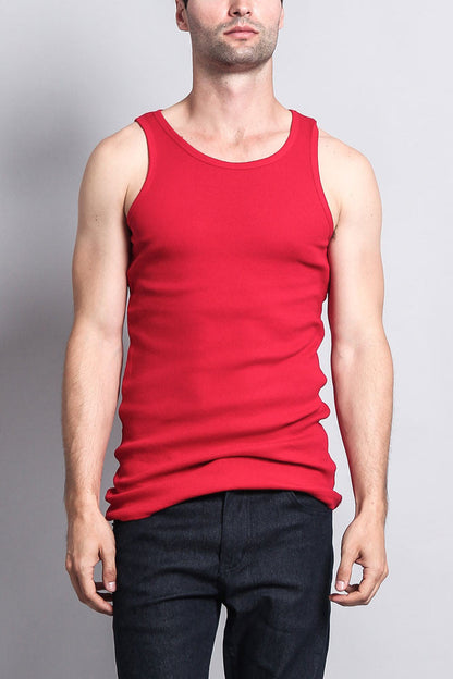 Men's Basic Solid Ribbed Tank Top (2-Pack)