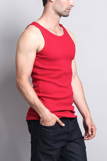Men's Basic Solid Ribbed Tank Top (2-Pack)