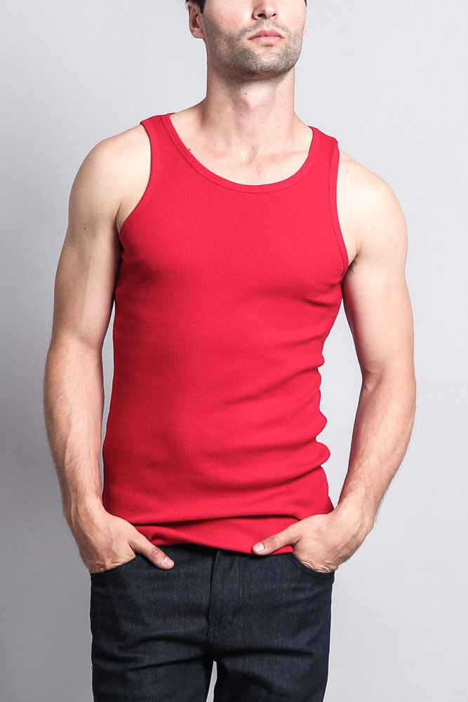 Men's Basic Solid Ribbed Tank Top (2-Pack)