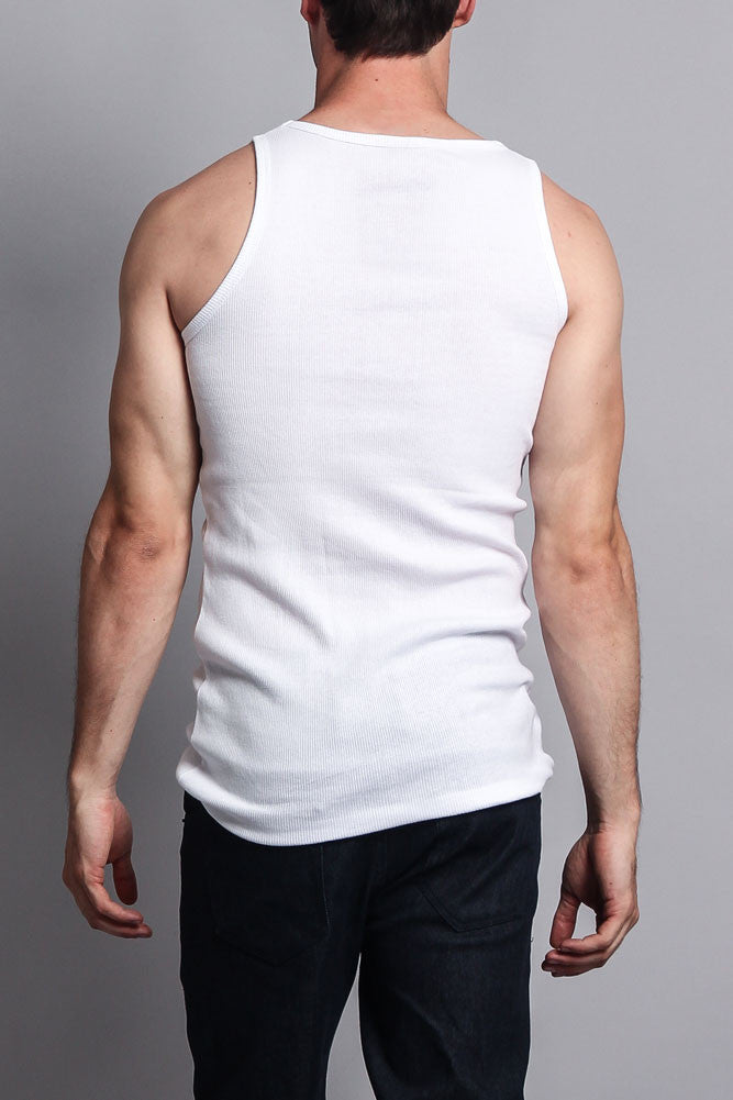 Men's Basic Solid Ribbed Tank Top (2-Pack)