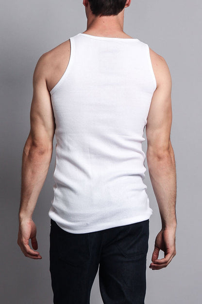 Men's Basic Solid Ribbed Tank Top (2-Pack)