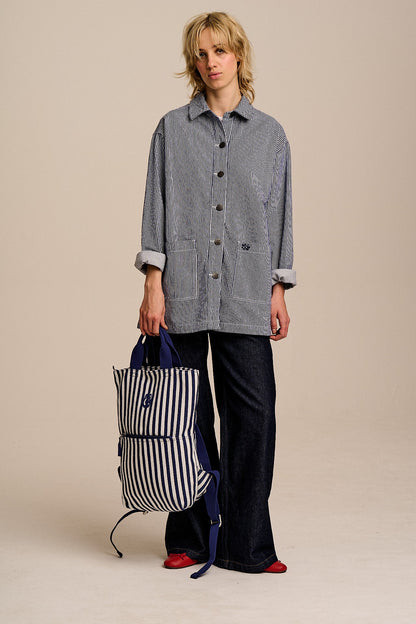 Dylan - Cotton Backpack in Navy Stripe