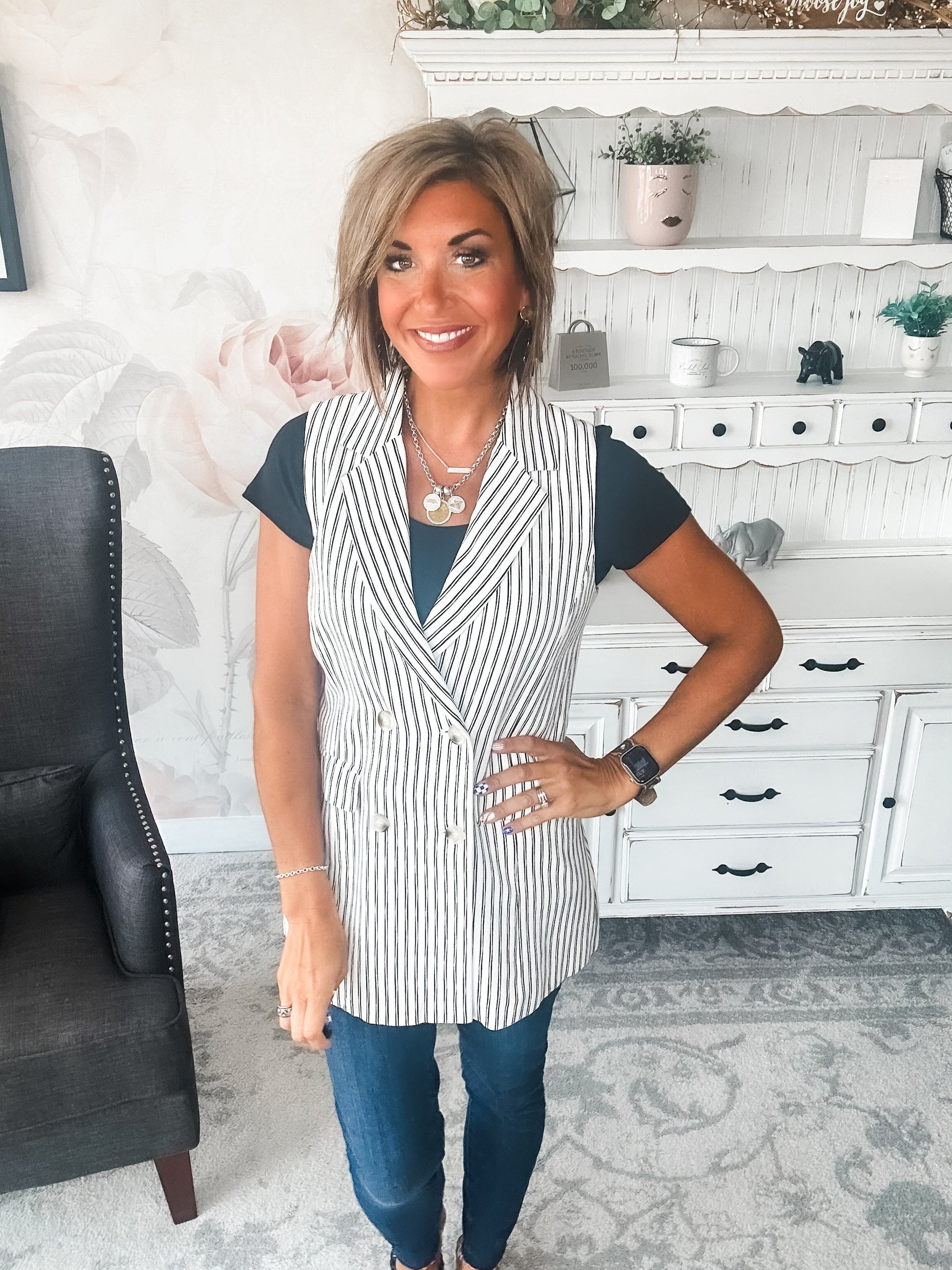 Let's Run Away Striped Vest