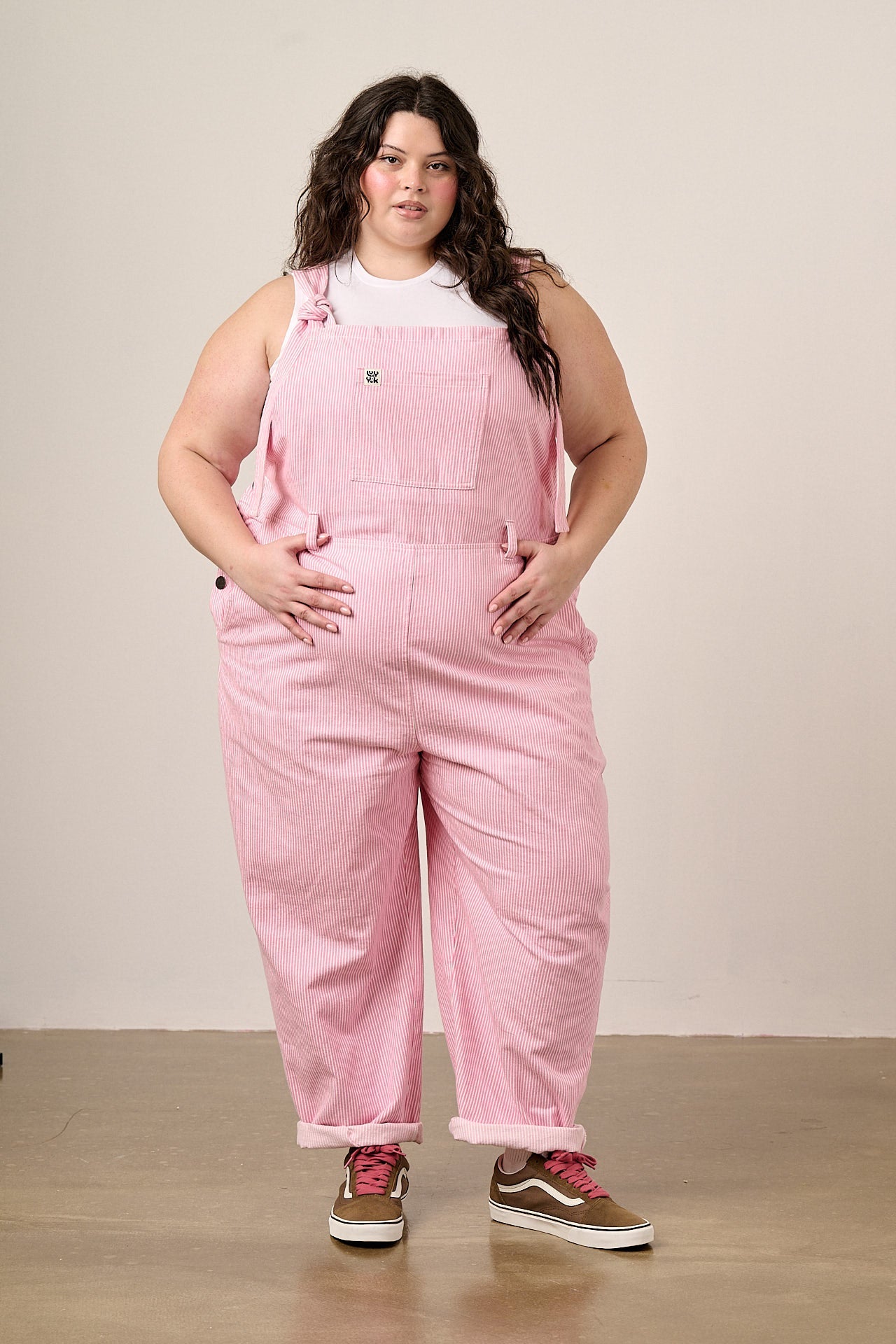 Easton - Cotton Dungarees in Pink Stripe