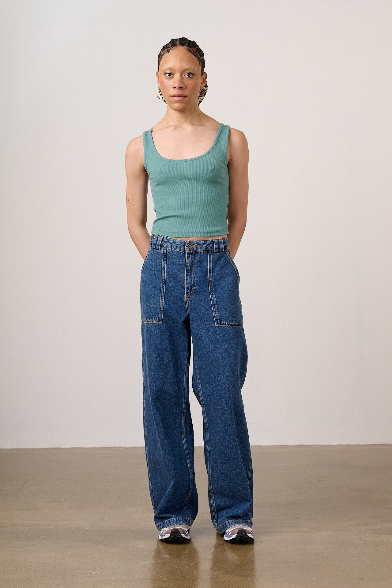 Eden - Cotton Ribbed Vest in Sage Green