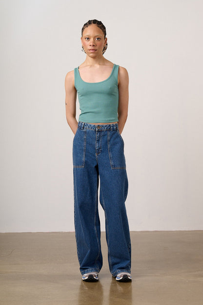 Eden - Cotton Ribbed Vest in Sage Green