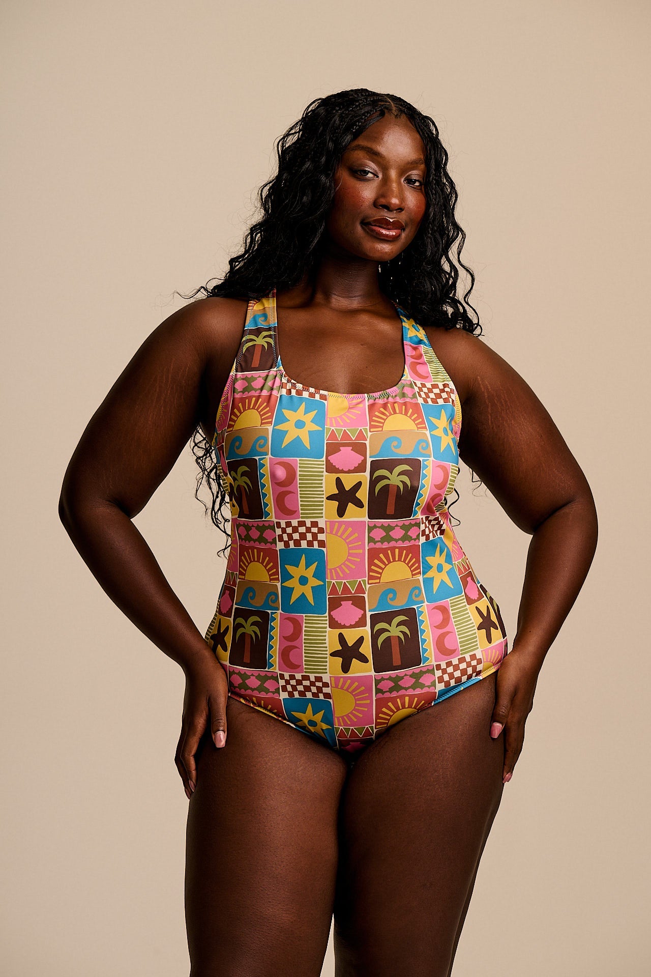 Elena - Swimsuit in Coastal Tile