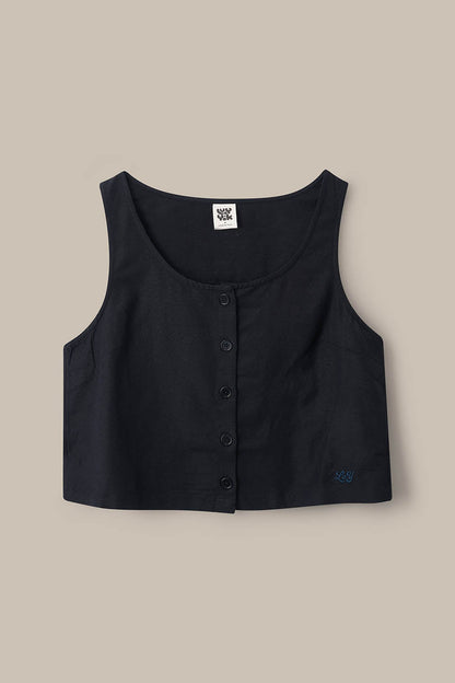 Etoile - Viscose Button Up Woven Tank in Black