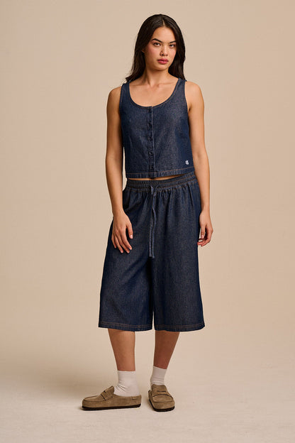 Carlos - Cotton Jort Shorts in Indigo Blue