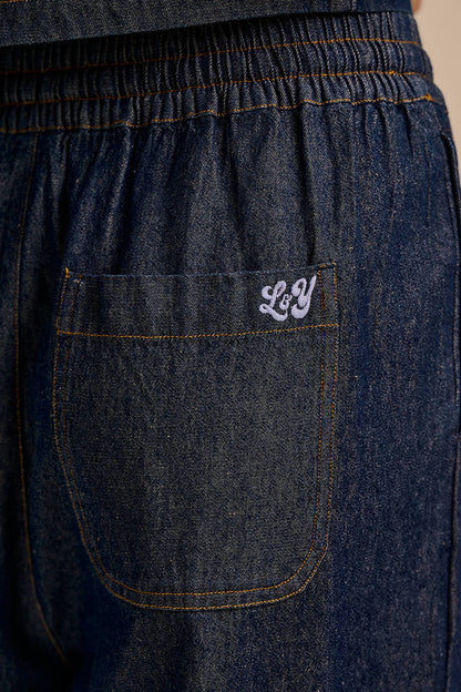 Carlos - Cotton Jort Shorts in Indigo Blue