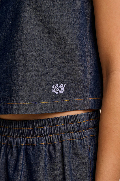 Etoile - Cotton Button Up Tank in Indigo Blue