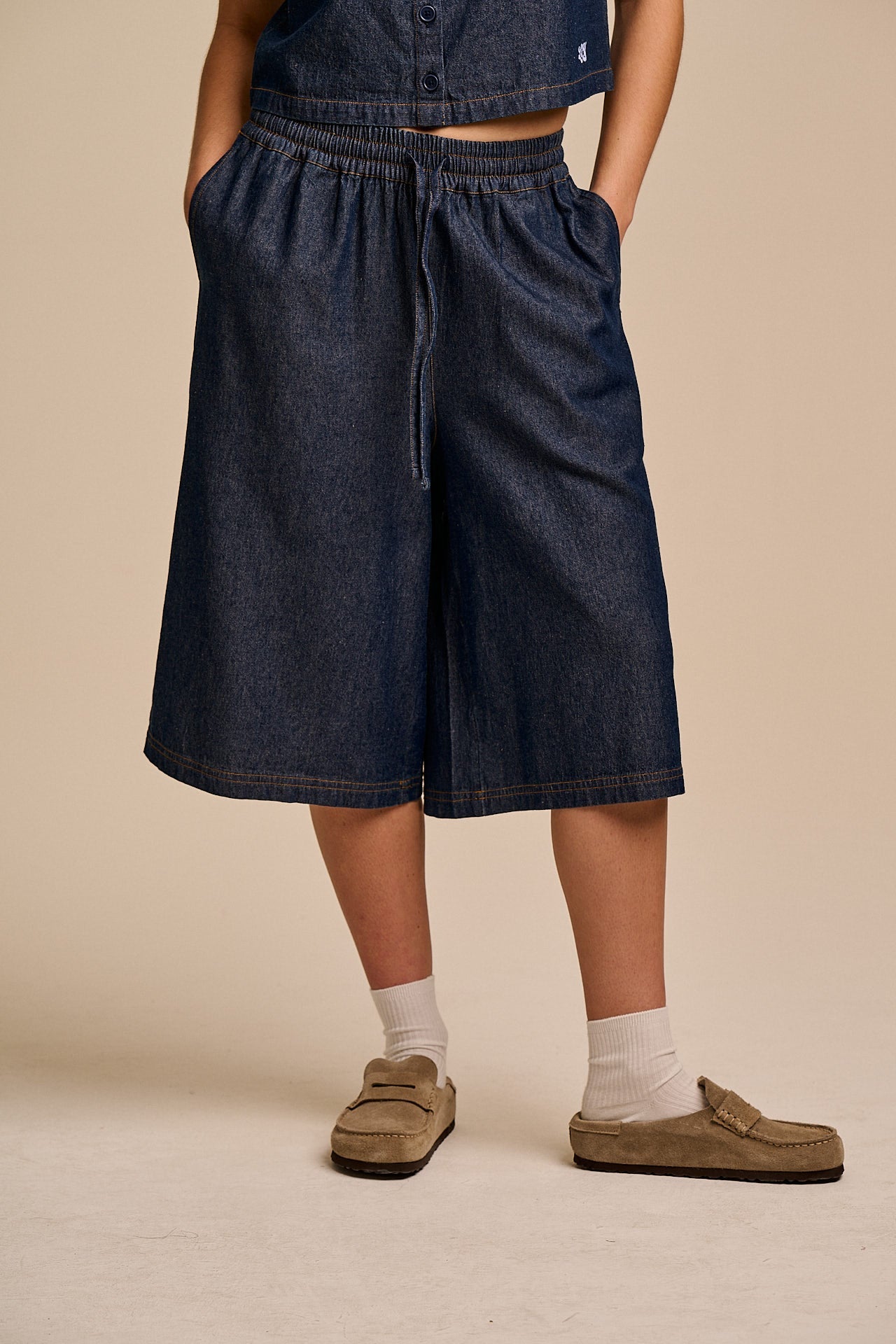Carlos - Cotton Jort Shorts in Indigo Blue