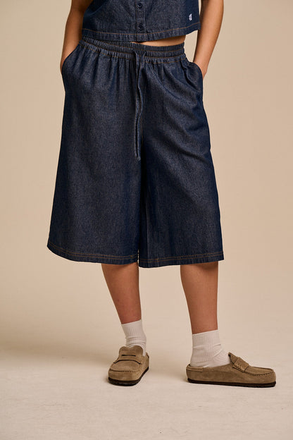 Carlos - Cotton Jort Shorts in Indigo Blue