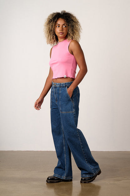 Etta - Cotton Jersey Sleeveless Tank in Pink