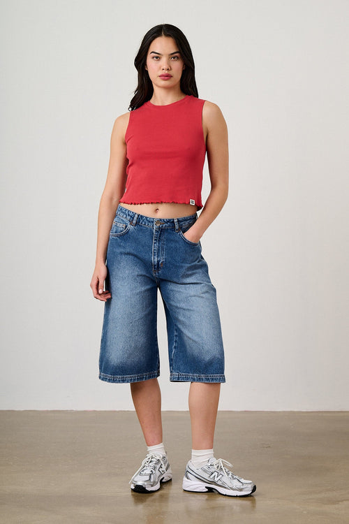 Etta - Cotton Jersey Sleeveless Tank Top in Red
