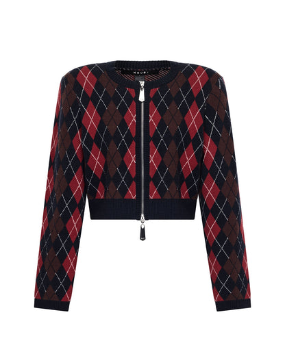 FABLE CARDI RED ARGYLE