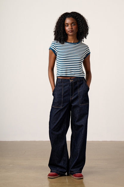 Fenn - Cotton Baby Tee in Navy Stripe