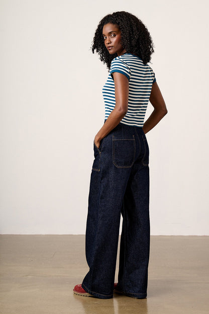 Fenn - Cotton Baby Tee in Navy Stripe