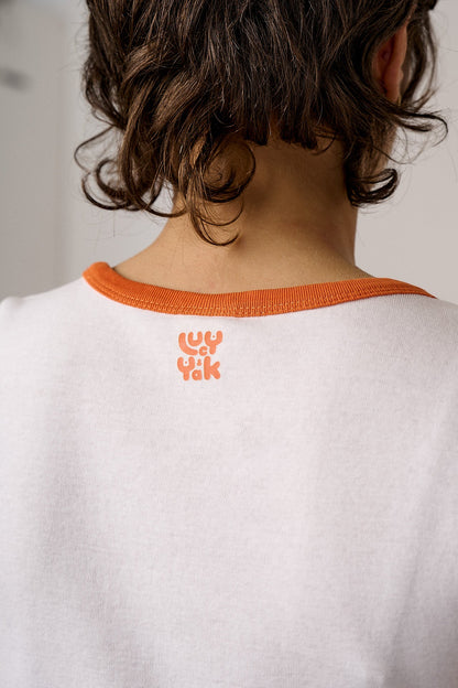 Fenn - Cotton Baby Tee in White with Rainbow Embroidery