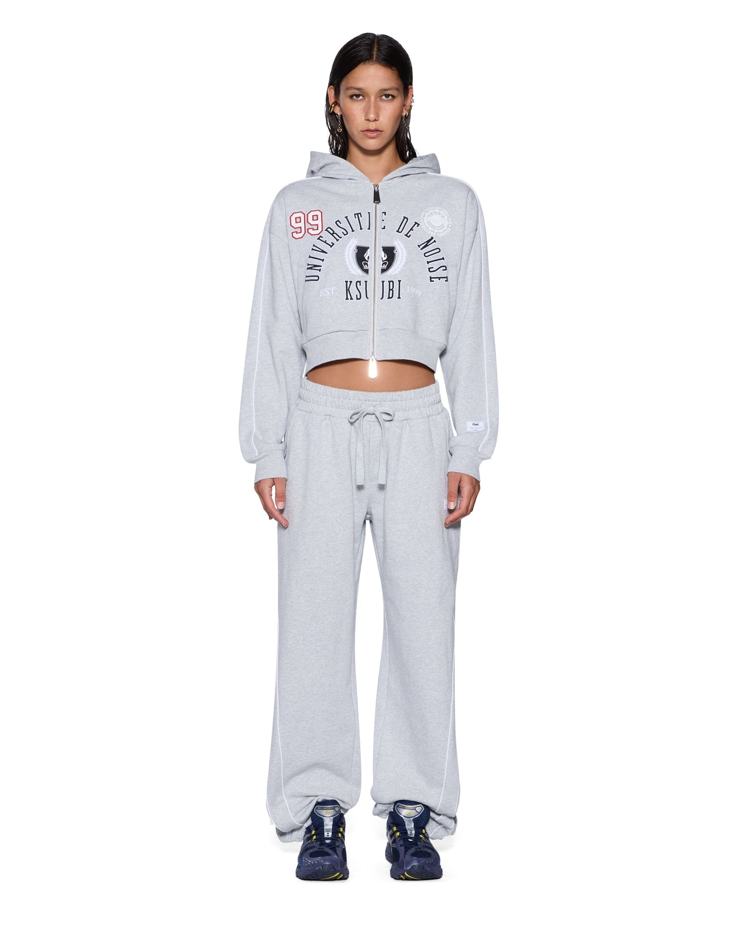 COLLEGE ORIGIN ZIP HOODIE GREY MARLE