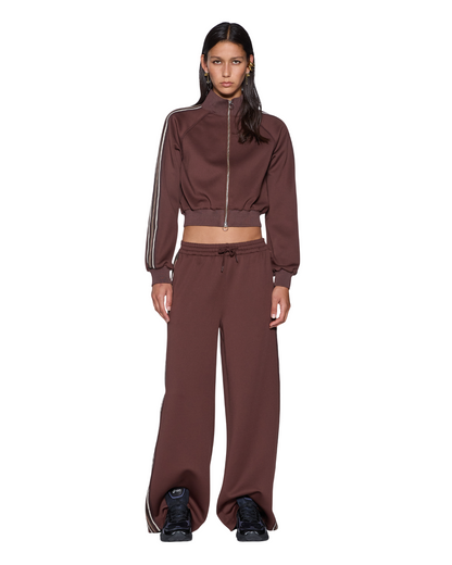 CROPPED ZIP TRAK TOP MOCHA