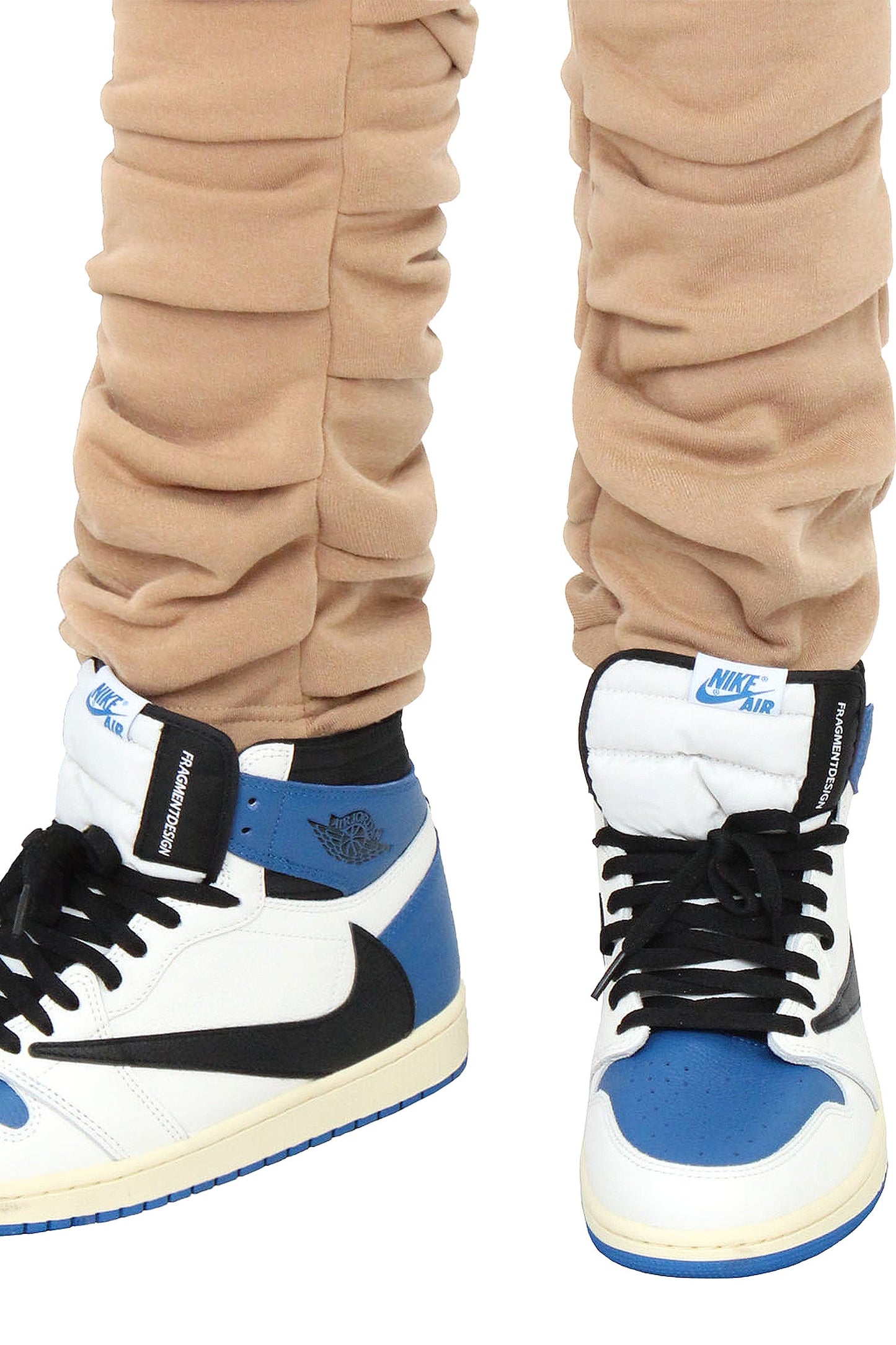 Men's Slim Flare Ruched Fleece Sweat Pants