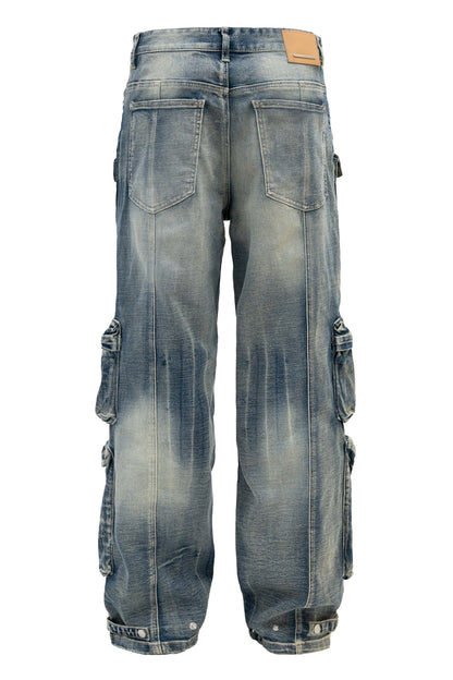 Men's Premium Vintage Multi Cargo Baggy Jeans