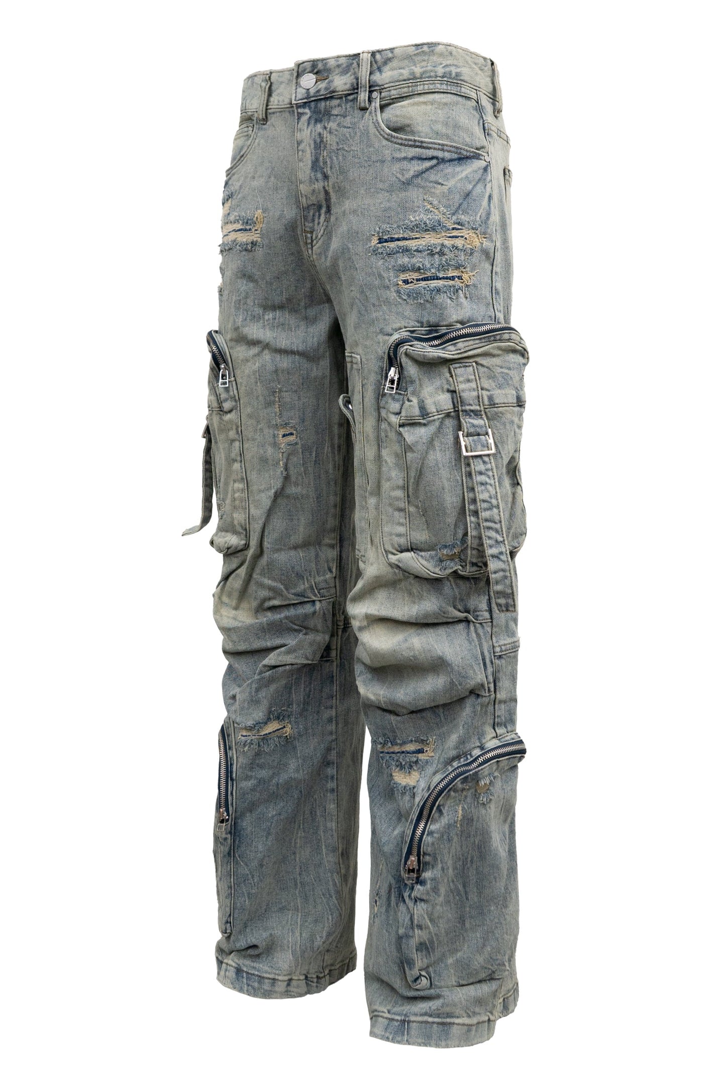 Y2K Washed Wide Fit utility Cargo Baggy Denim Pants