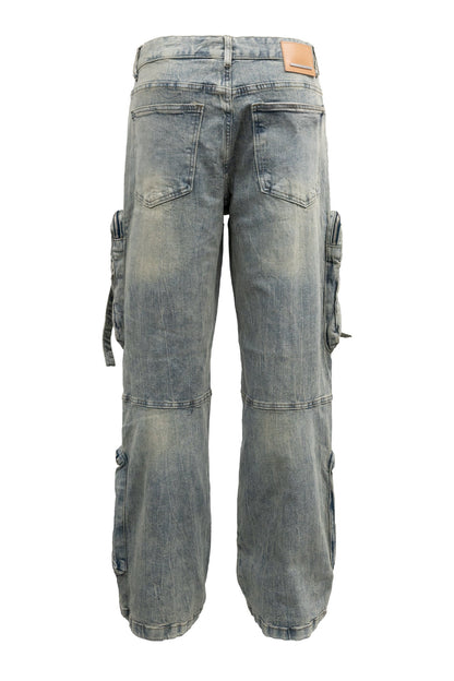 Y2K Washed Wide Fit utility Cargo Baggy Denim Pants