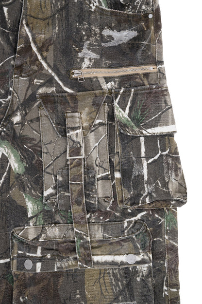 Men's Utility Forest Camo Print Baggy Cargo Shorts
