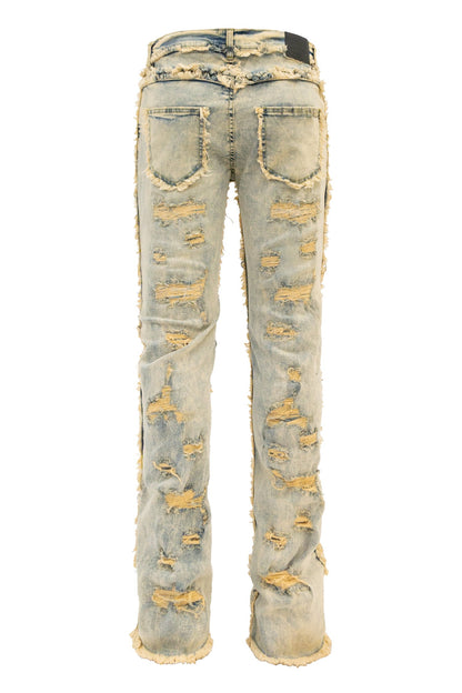 Men's No End Distressed Stacked Denim Jeans