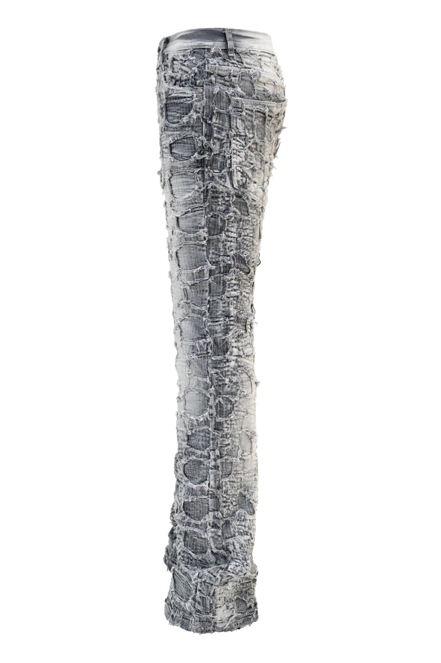 Men's Heavy Distressed Stitched Stacked Layer Denim Jeans