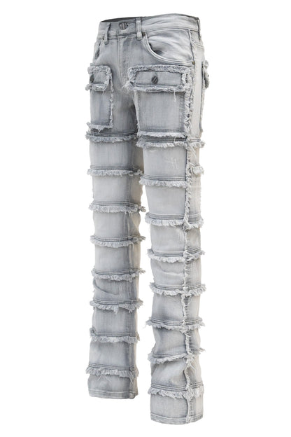 Men's Patchwork True Stacked Denim Jeans