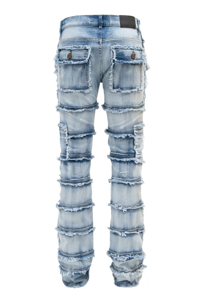 Men's Patchwork True Stacked Denim Jeans