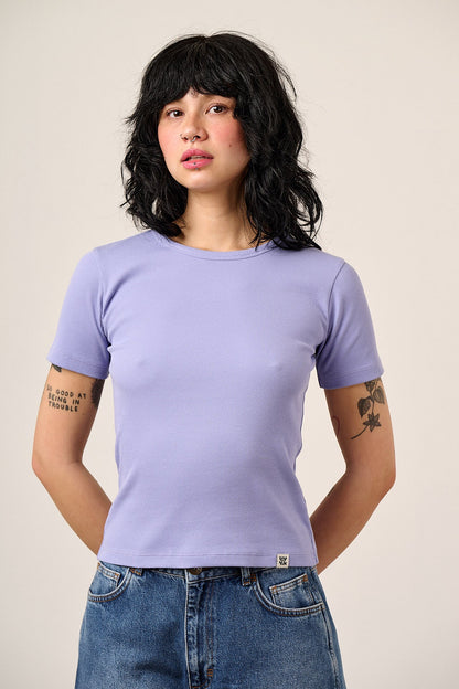 Gracie - Cotton T-Shirt in in Lilac
