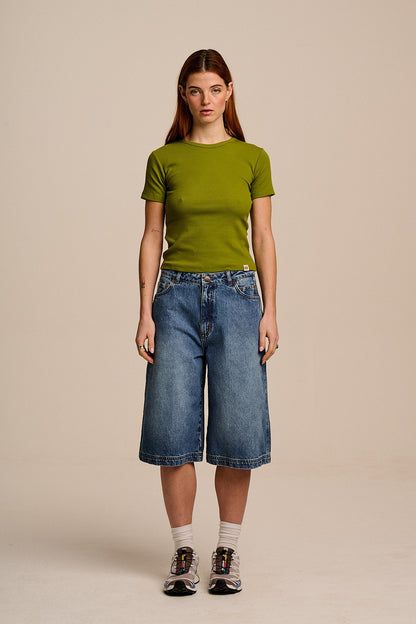 Gracie - Cotton T-Shirt in Cypress Green
