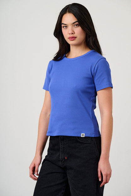 Gracie - Cotton T-Shirt in Dazzling Blue